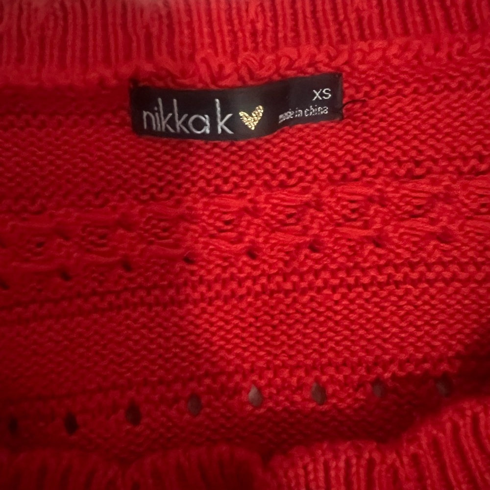 Red Eyelet Cardigan - Picture 2 of 2